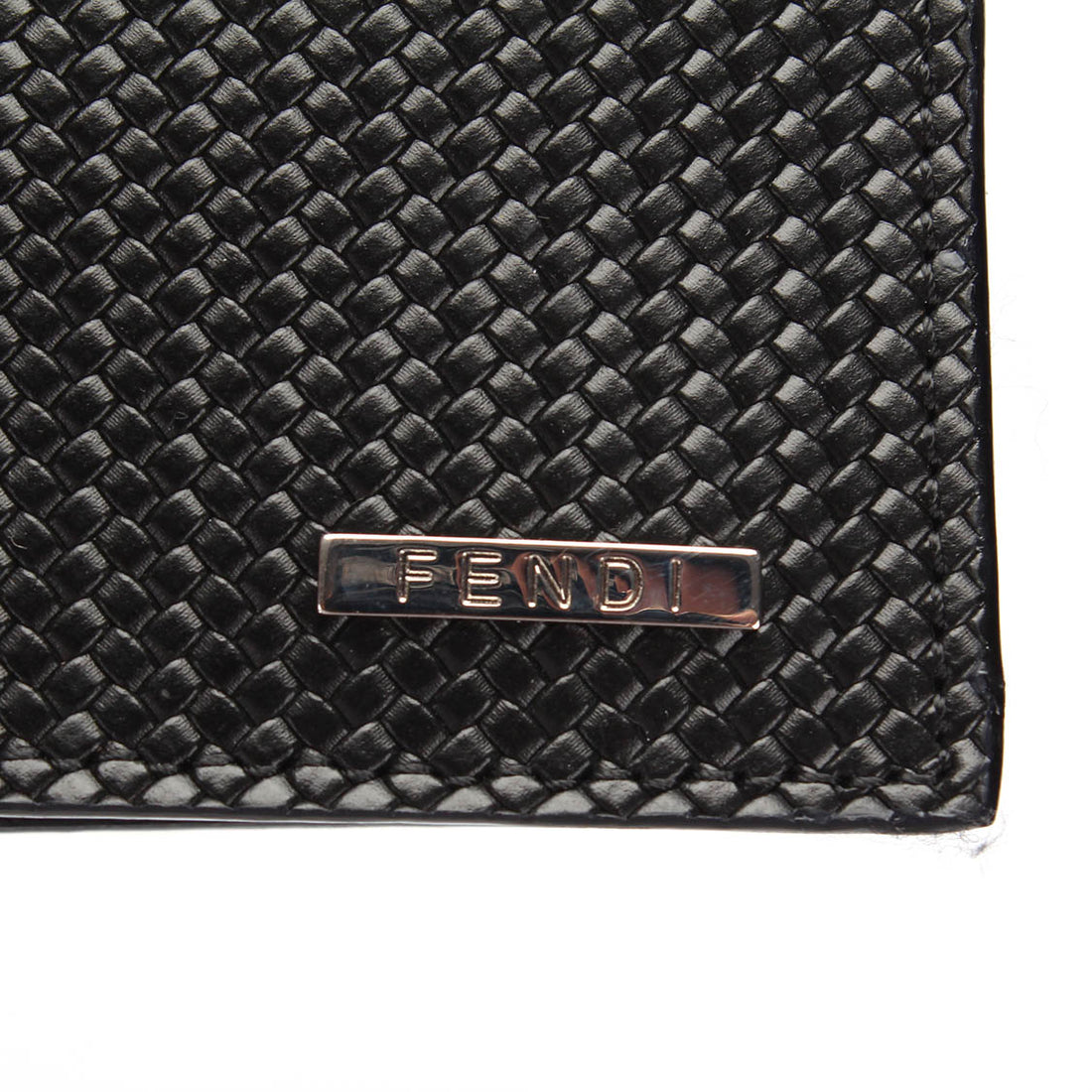 Woven Leather Bi-Fold Small Wallet