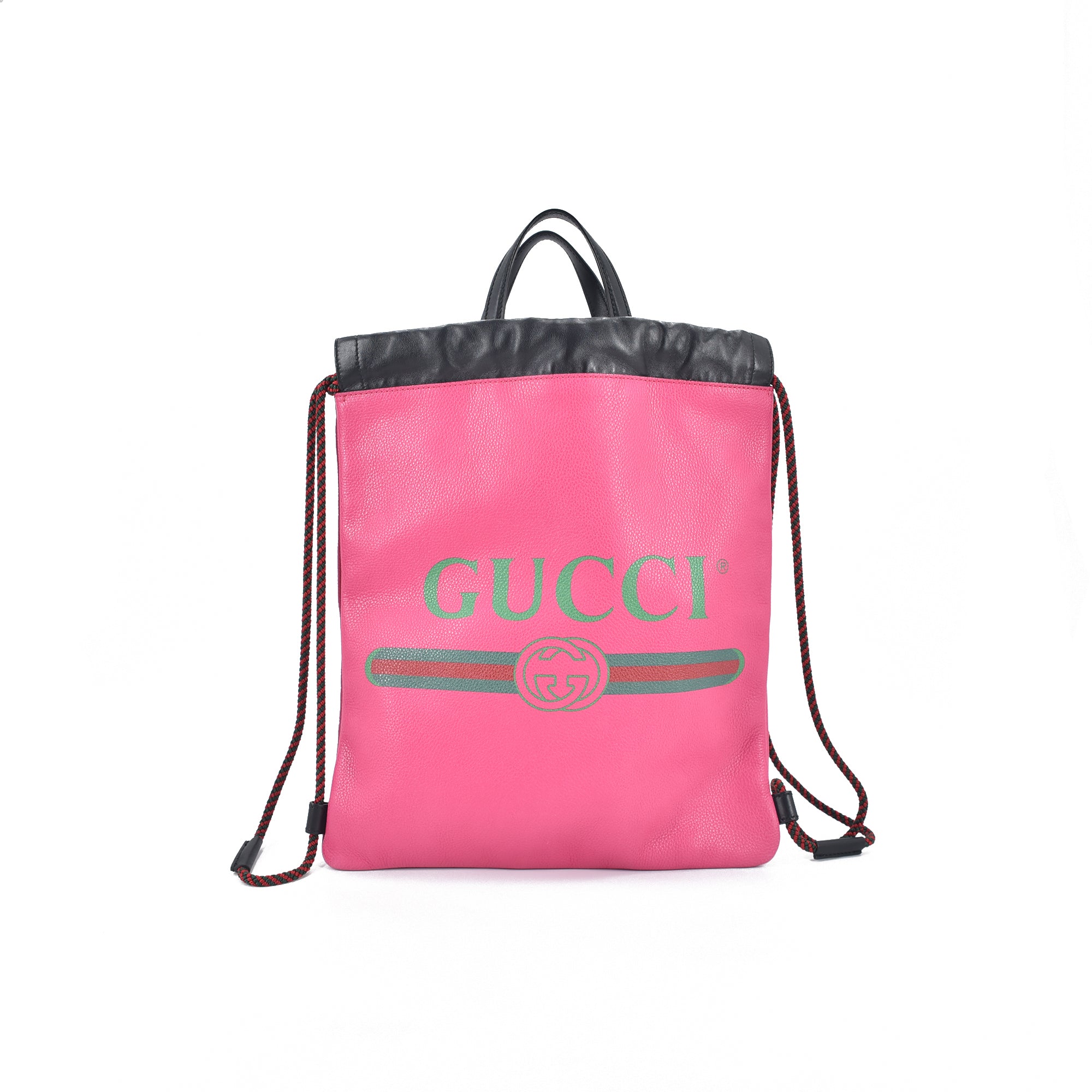 Logo Leather Drawstring Backpack 513586