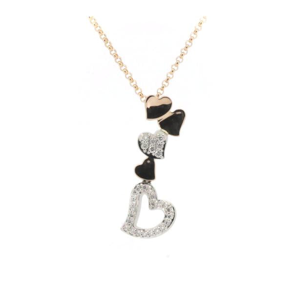 "Sirena Azzurro Heart Necklace with 0.16ct Diamond in K18 Pink Gold and Platinum PT900 for Women - Preowned"