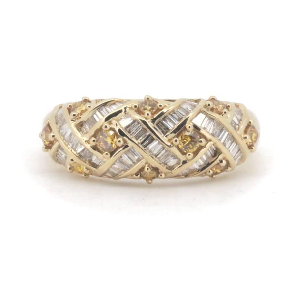 GSTV Diamond Ring with Colored Stone in K18 Yellow Gold - Size 15, Diamond 0.50ct, Colored Stone 0.35ct for Women