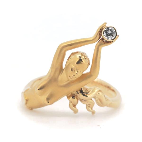 Carrera y Carrera Mermaid Motif Diamond Ring, Size 12, K18 Yellow Gold for Women - Preloved