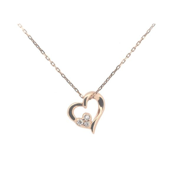 Canal 4℃ Women's Heart Motif Diamond Necklace, Made with K10 Pink Gold