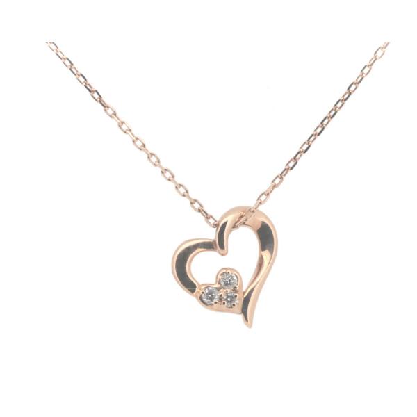 Canal 4℃ Heart Motif Diamond Necklace in K10 Pink Gold for Women