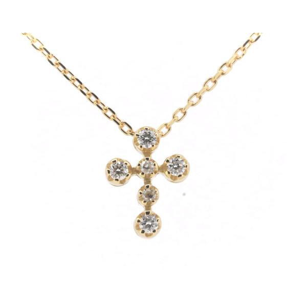 "Star Jewelry Cross 0.10ct Diamond Necklace, K18 Yellow Gold & Diamond Women's Gold Necklace"