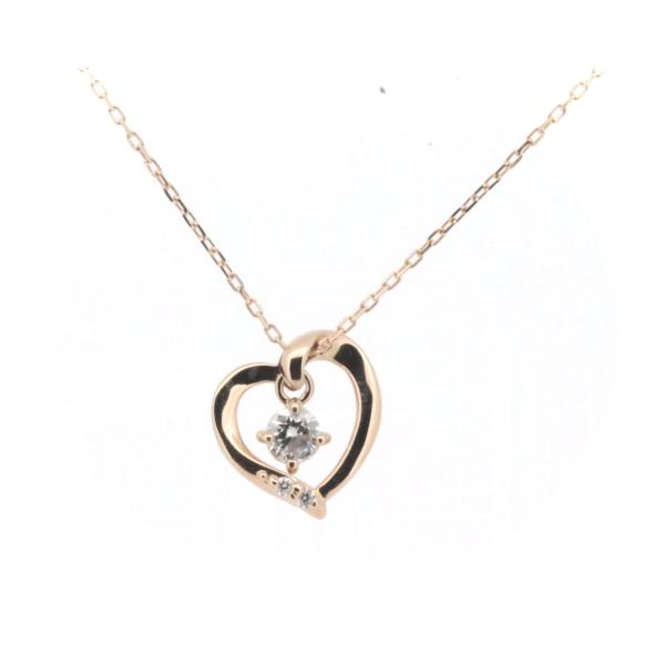 Canal 4℃ Heart Motif Diamond Necklace, K18 Pink Gold for Women - Preloved