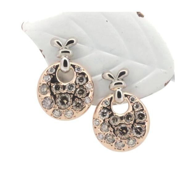 Kashikey Melange Diamond Earrings, 0.70ct in K18 White and Pink Gold, Women’s Preowned Silver Jewelry