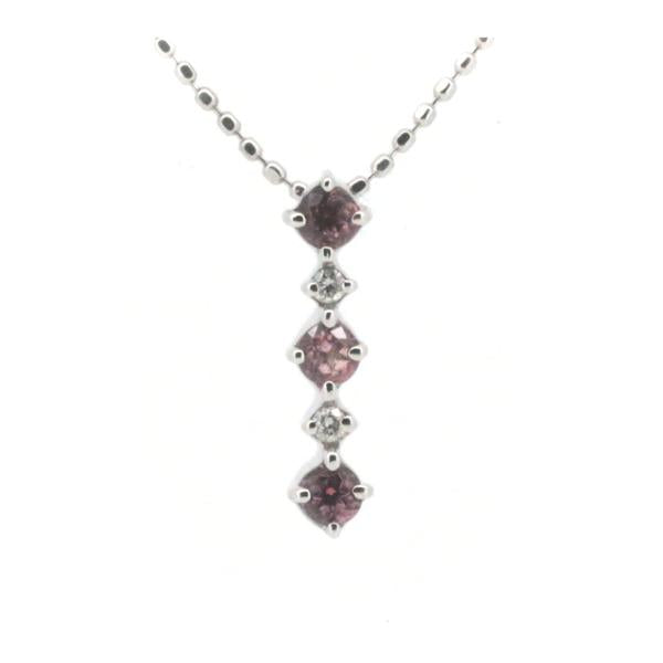 4°C Diamond Necklace with Colorful Stones in K18 White Gold, Female - Pre-Owned
