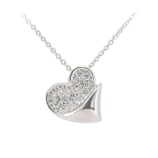 "Star Jewelry Heart Design 0.18ct Diamond Necklace, K18 White Gold & Diamond Women's Silver Necklace"