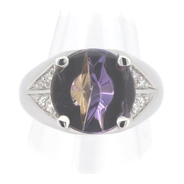 Ametrine Diamond Ring, 4.03ct Ametrine, 0.15ct Diamond, Size 11, Set in K18 White Gold for Ladies