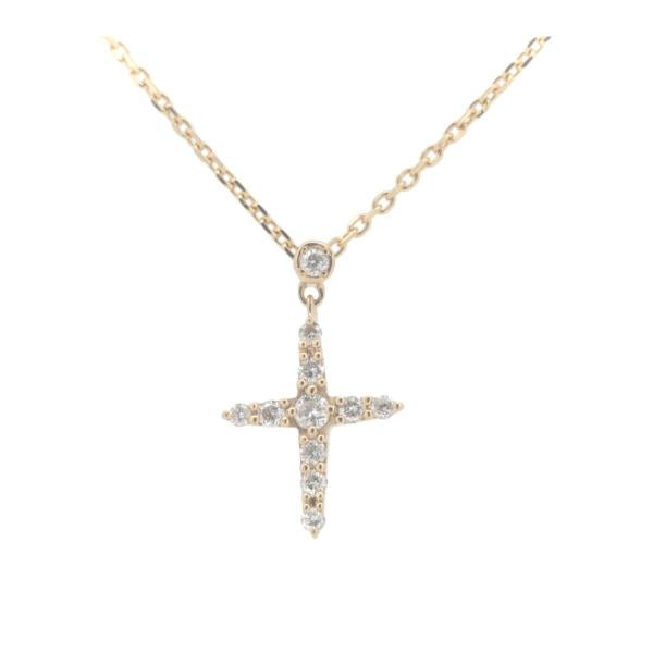 VANDOME AOYAMA Diamond Cross Necklace in Yellow Gold K18YG for Women (Used)