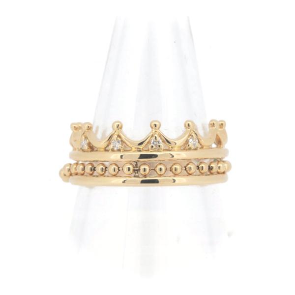 Impresse Crown Motif Diamond Ring 0.03ct in 18K Yellow Gold (Size 13.5) for Women - Pre-owned