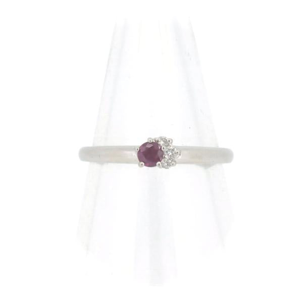 Star Jewelry Platinum PT950 Ring with 0.03ct Diamond and Ruby, Size 10, Ladies' Silver Ring