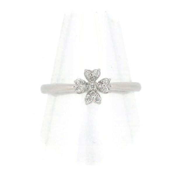 [LuxUness]  Vandome Aoyama Diamond Ring Size 11, K18 White Gold, Ladies' Silver Jewelry, Pre-Owned in Excellent condition