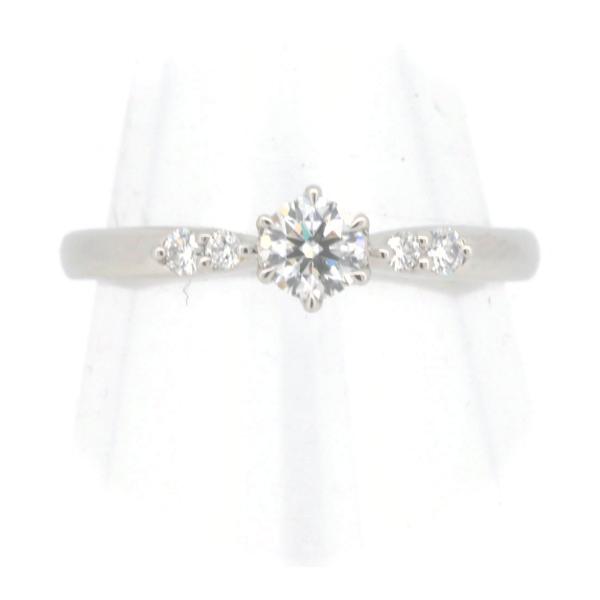 Lazare Dual Diamond Ring 0.25ct, 0.07ct in Platinum PT950, Size 11.5 (Size adjusted, Pre-owned, Silver, Ladies)