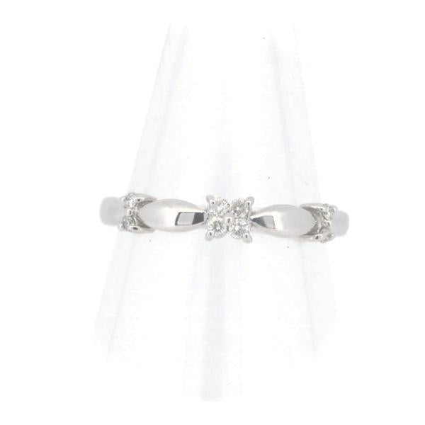 [LuxUness]  Vandome Aoyama Diamond Ring Size 11, K18 White Gold, Ladies' Silver Jewelry, Pre-Owned in Excellent condition