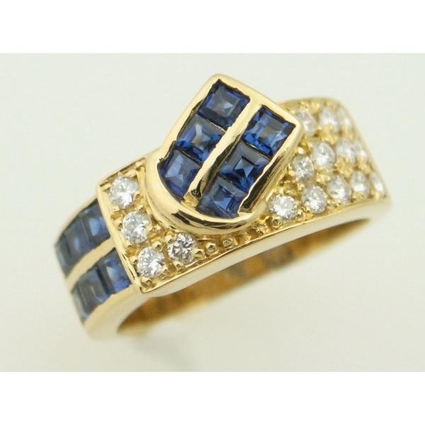 Aquascutum Women's Sapphire Diamond Ring, 8.5 size, in K18 Gold -Statement of Luxury