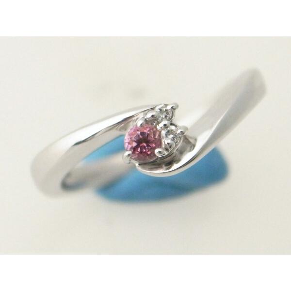 4°C Pink Stone Diamond Ring, Size 8 in K18 White Gold for Women - Pre-Owned