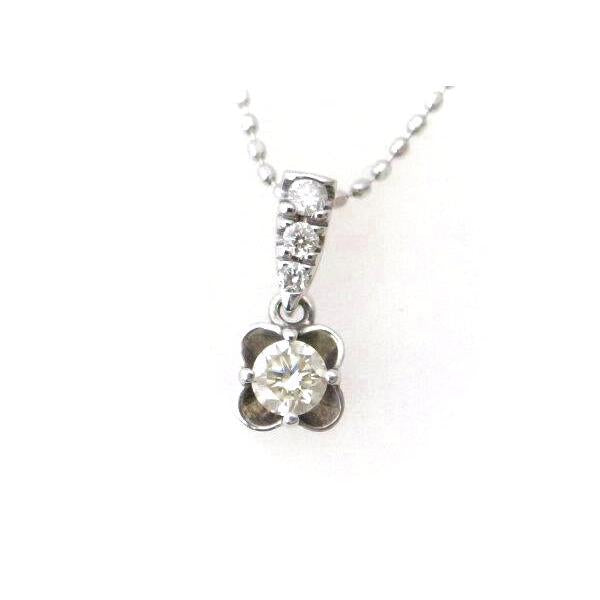 4℃ Flower Diamond Necklace in K18 White Gold - Silver for Women