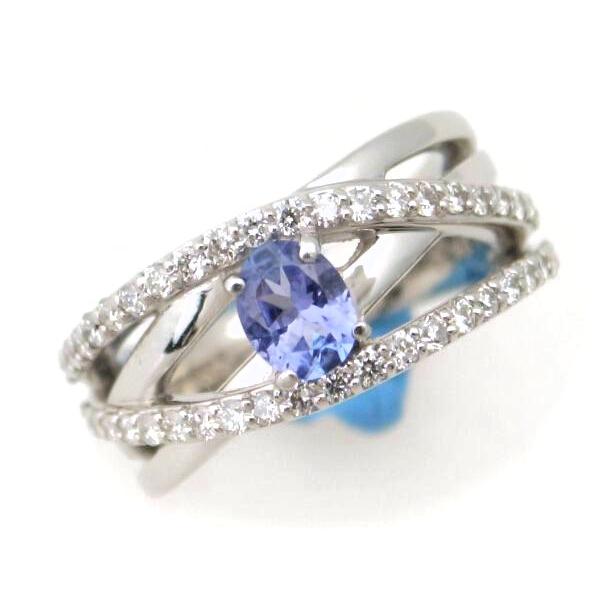 [LuxUness]  Tanzanite Diamond Ring, 0.38ct Tanzanite, 0.37ct Diamond, Ring Size 9, Platinum PT900 Material, Silver, Women's Pre-owned in Excellent condition