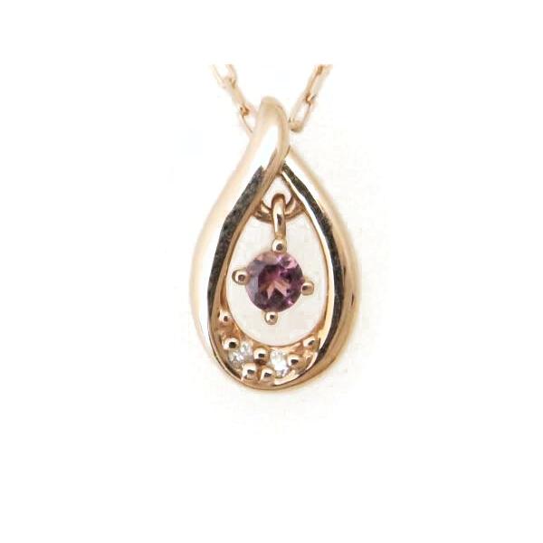 4°C Purple Gemstone Diamond Necklace in K10 Pink Gold for Women - Second Hand