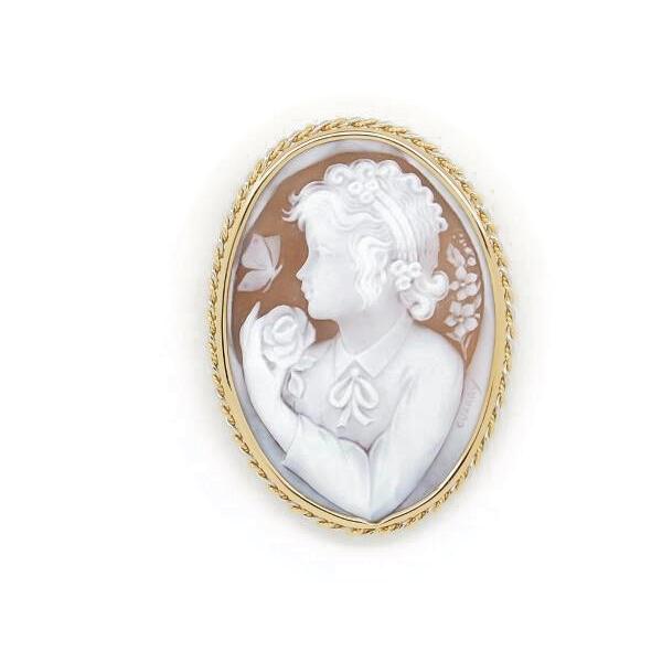 [LuxUness]  Antonio Guaracino Shell Cameo Brooch in K18 Yellow Gold & Platinum PT900 for Ladies in Excellent condition