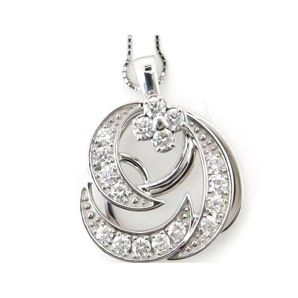 "Floral Moon Motif Swing Pendant with D1.00ct Diamond in Platinum PT900/PT850 for Women - Preowned"