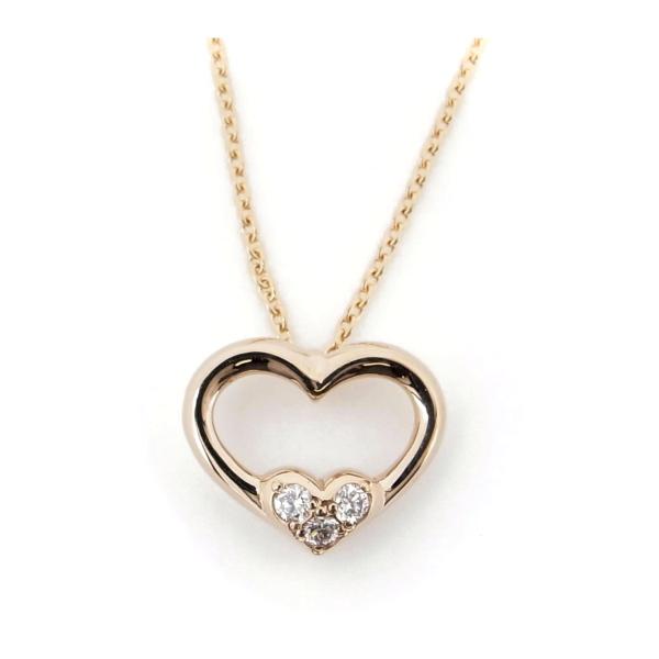 Star Jewelry Heart-shaped 3-Piece Diamond (0.04ct) Necklace in K18 Pink Gold, Golden Women Accessory, Pre-owned