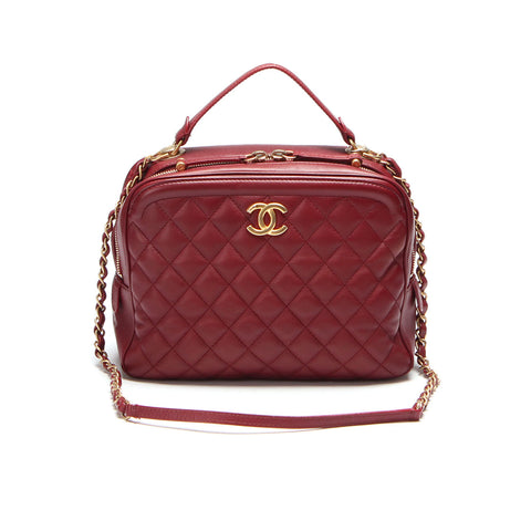 CC Quilted Leather Vanity Case with Strap