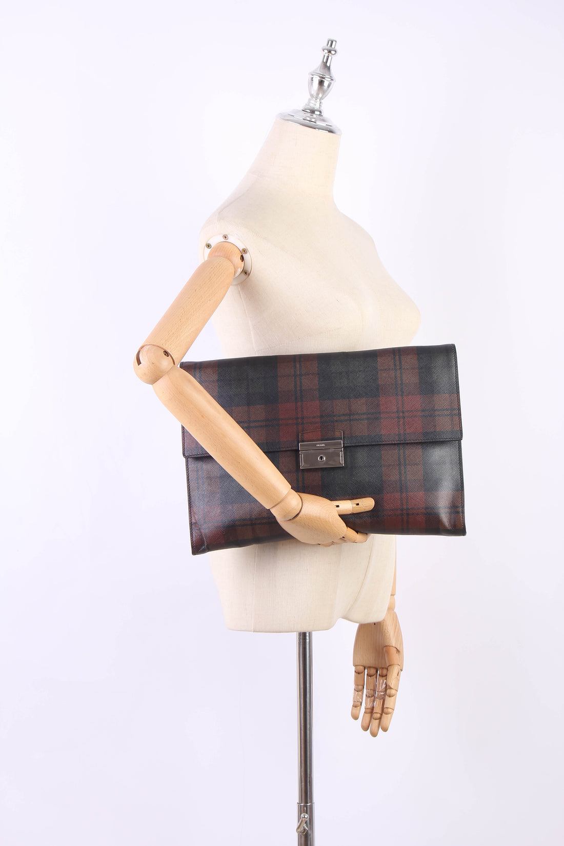 Saffiano Plaid Clutch Bag