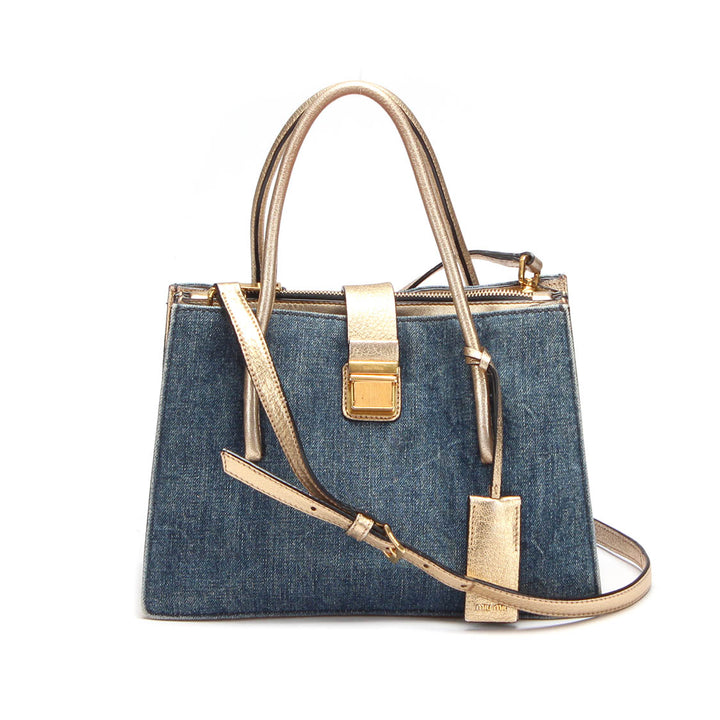 Denim Pushlock Tote Bag