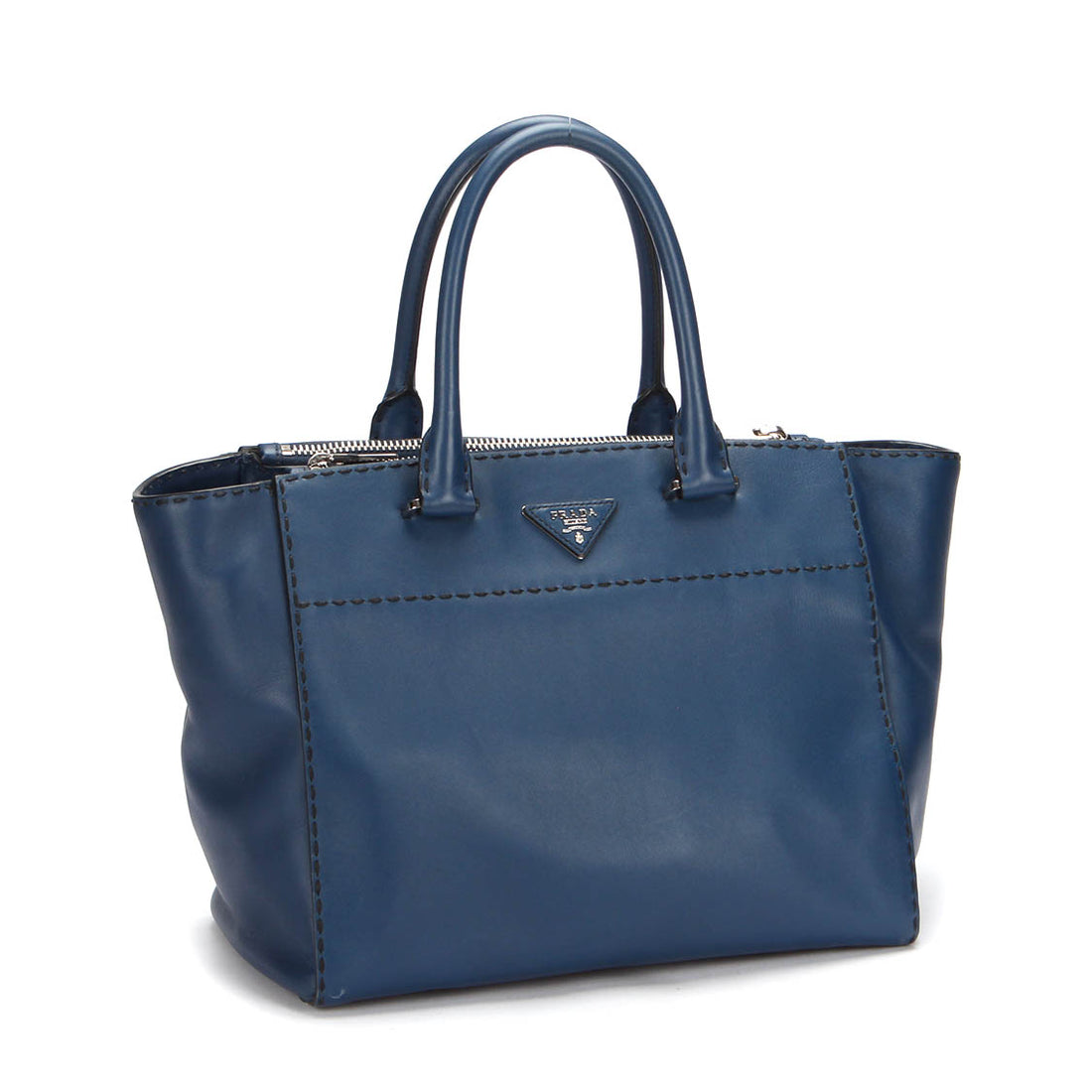 City Calf Stitched Twin Pocket Tote