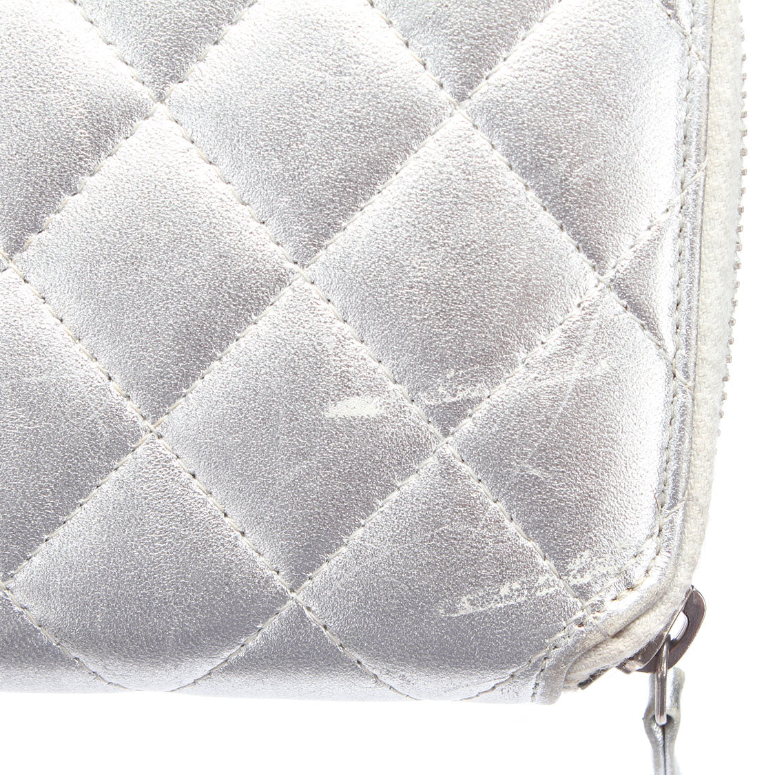 CC Quilted Metallic Zip Around Wallet