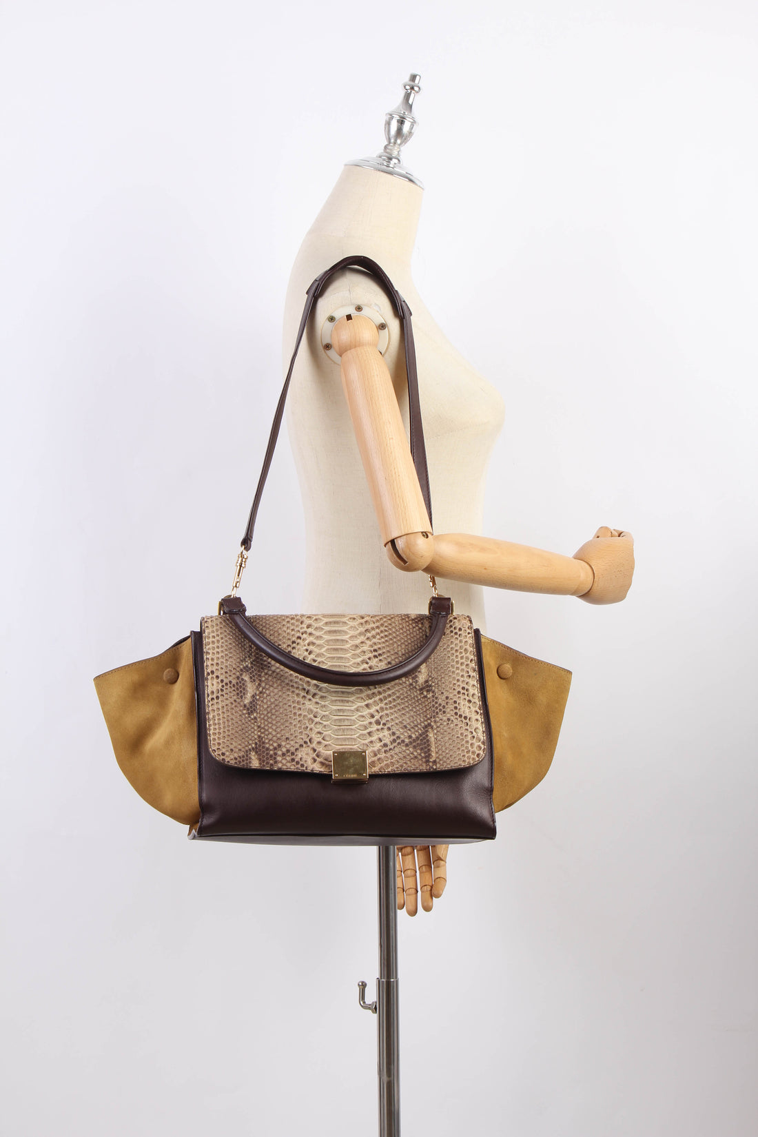 Python Leather Trapeze Bag