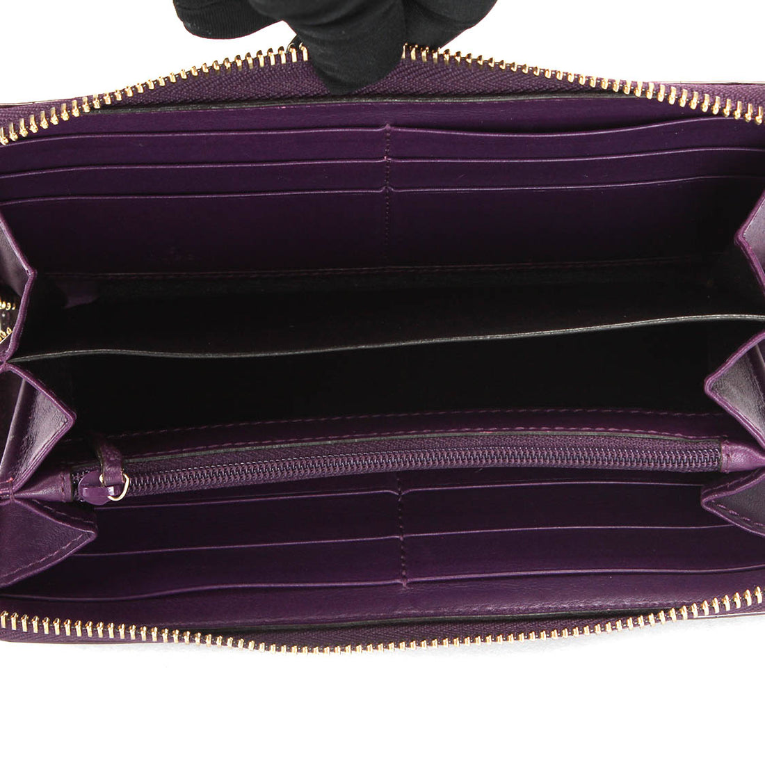 Patent Leather Bamboo Zip Wallet