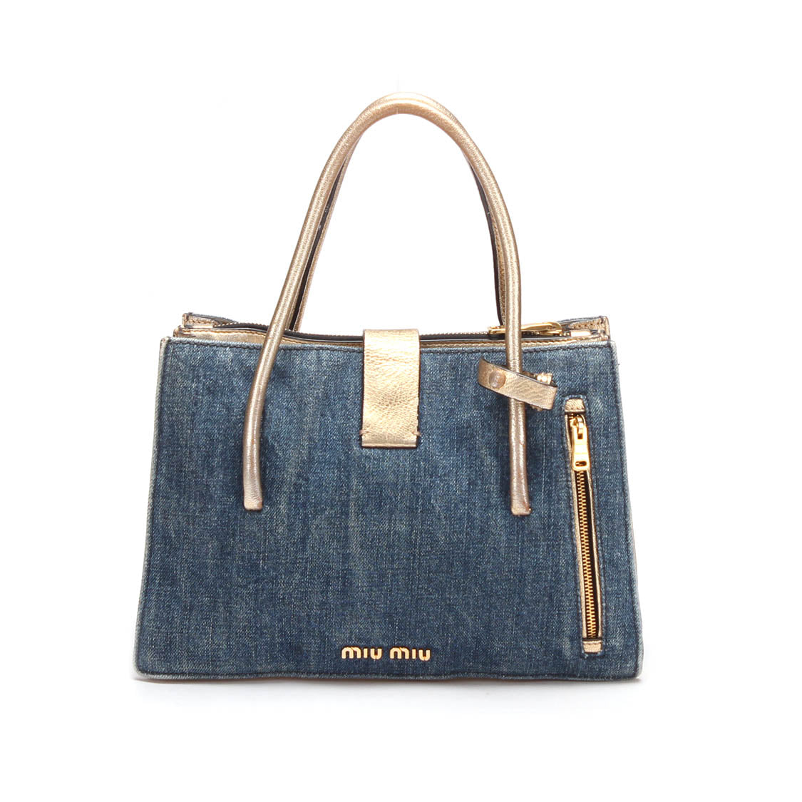 Denim Pushlock Tote Bag