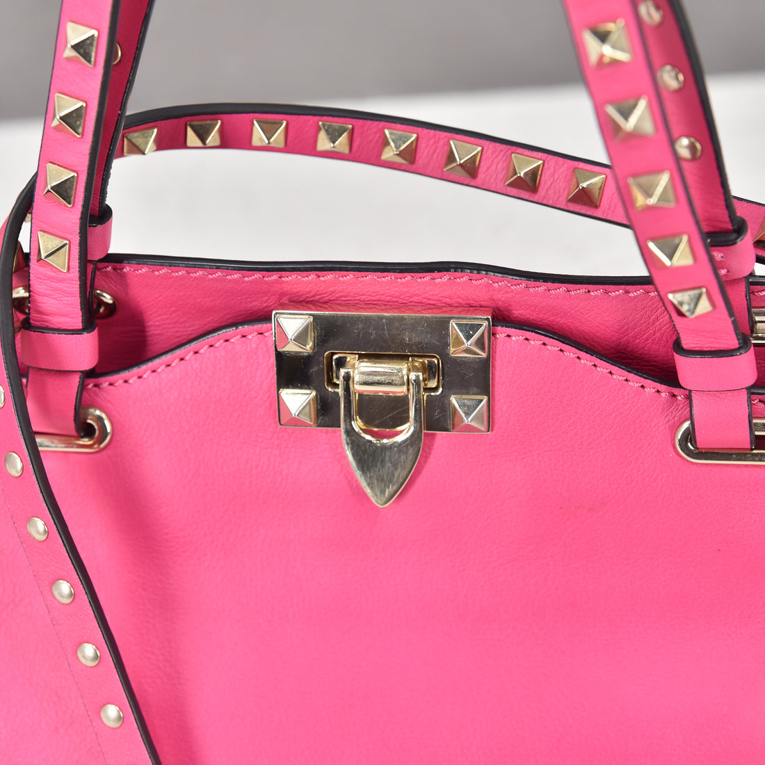 Rockstud Leather Tote Bag