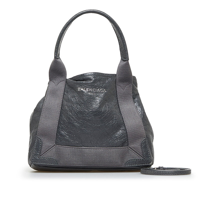 Balenciaga Navy Cabas XS Bag Leather Handbag 390346 in Good condition