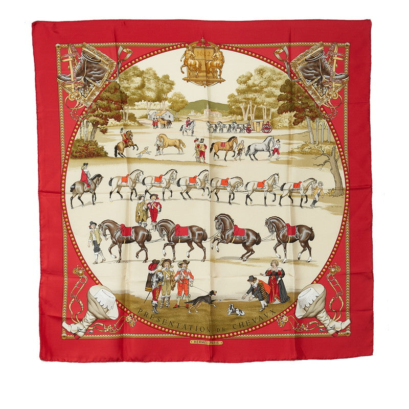 Hermes Carre 90 Horse Presentation Silk Scarf  Canvas Scarf in Excellent condition