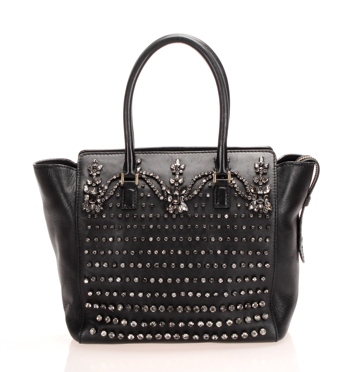 Crystal Studded Leather Tote Bag