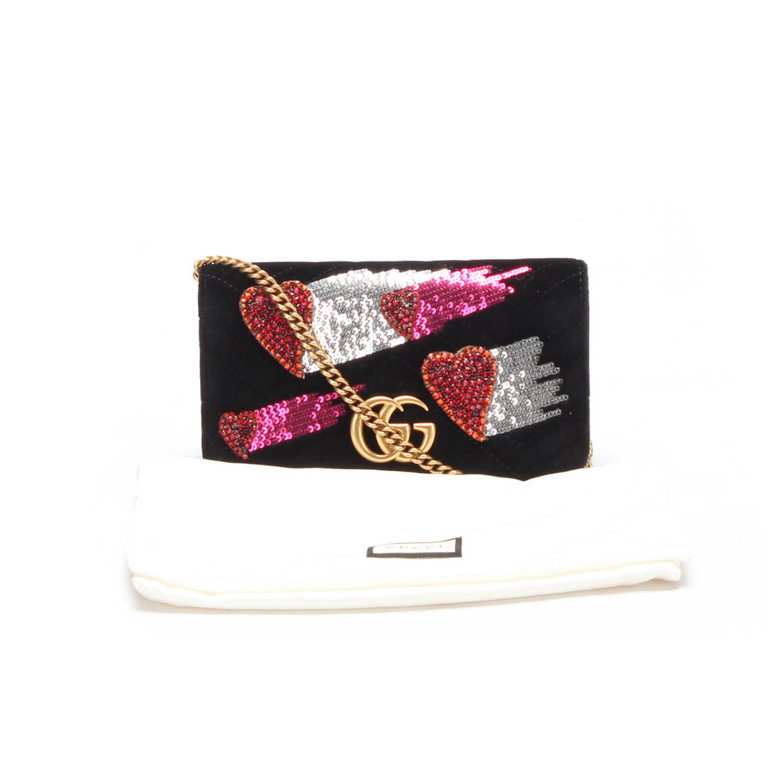 Mini GG Marmont Sequin Heart Velvet Bag 488426