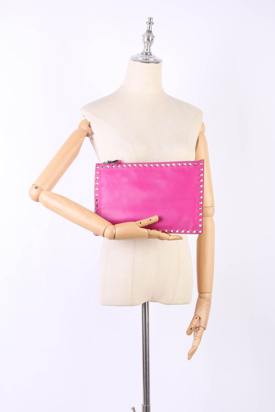 Leather Rockstud Clutch Bag