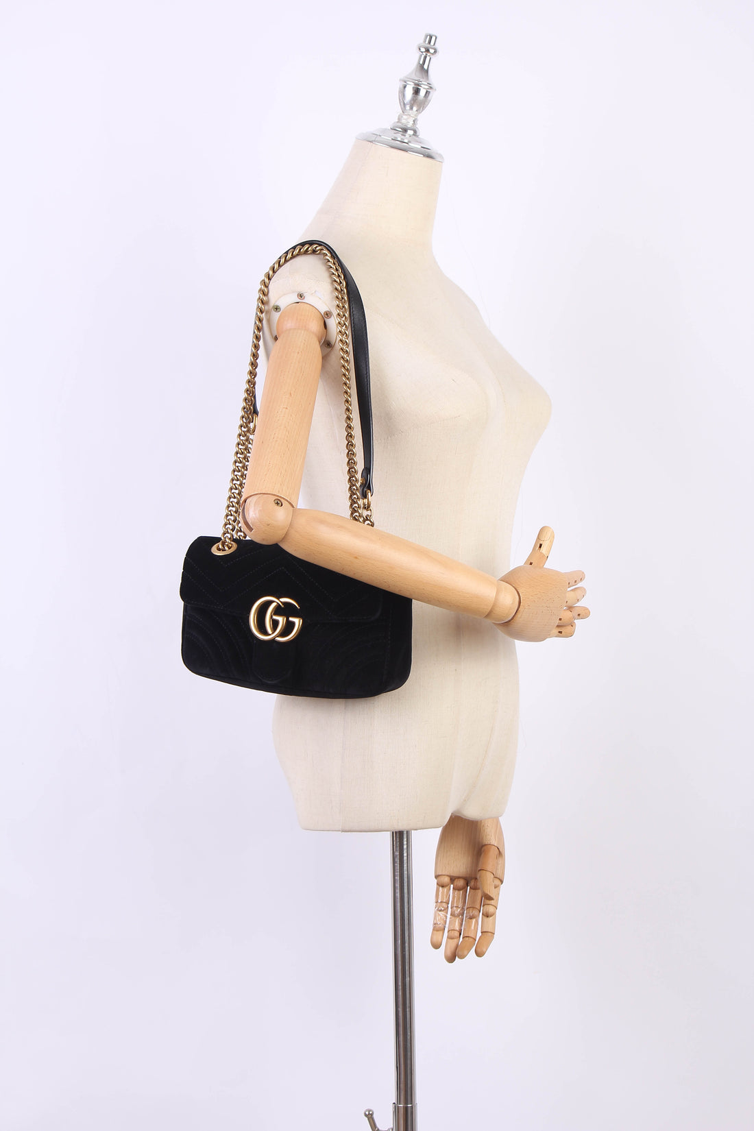 Mini GG Marmont Velvet Shoulder Bag 446744