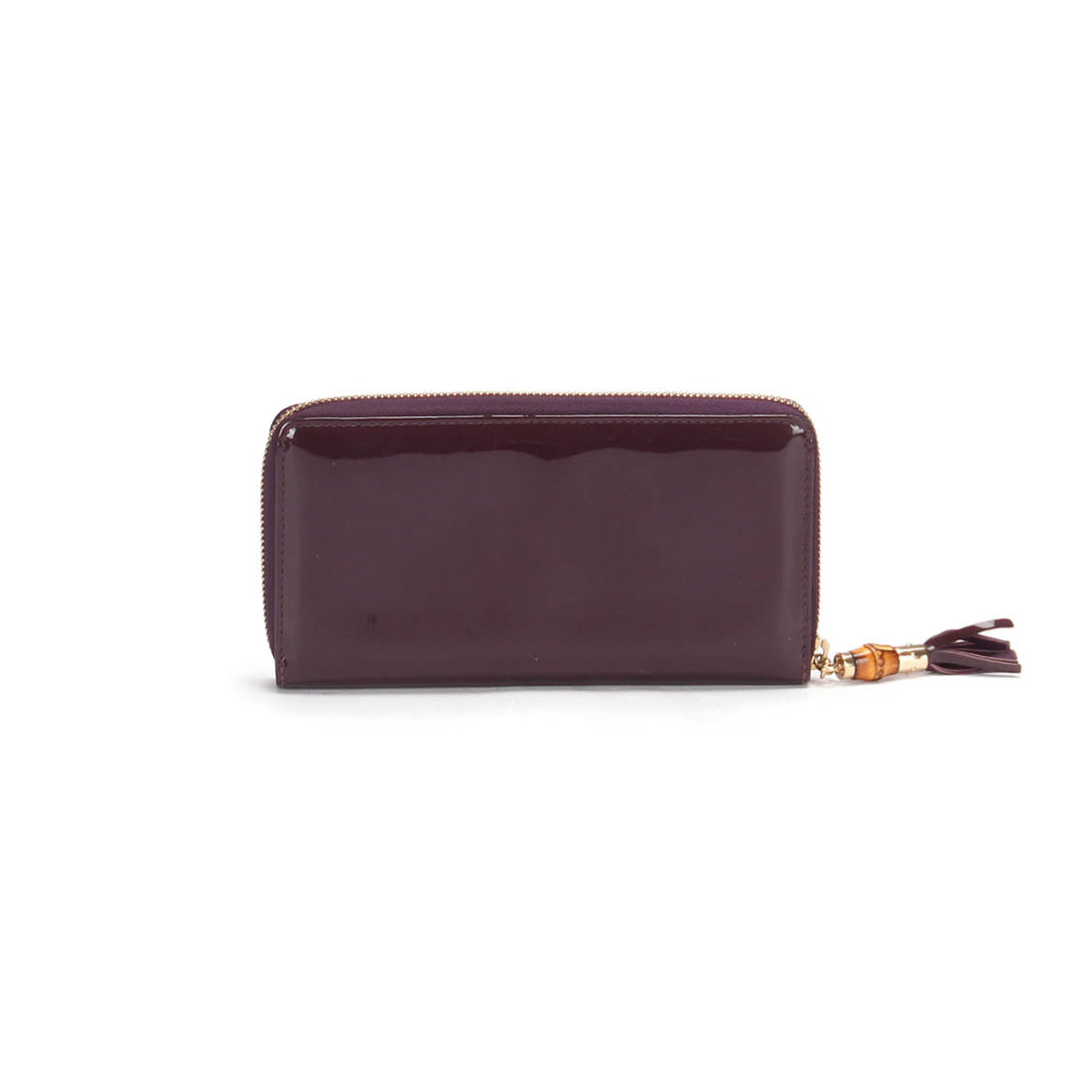 Patent Leather Bamboo Zip Wallet