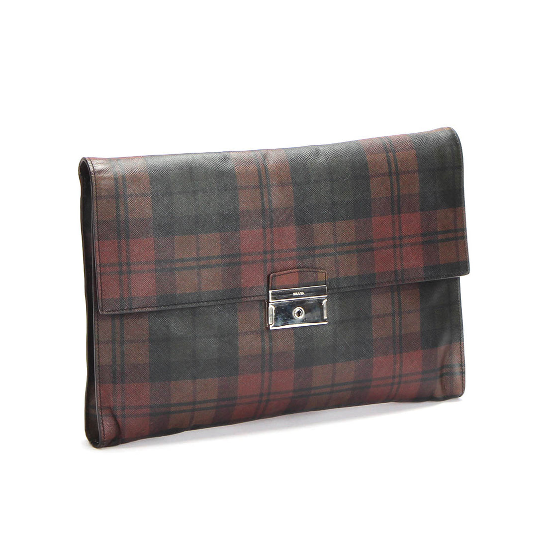 Saffiano Plaid Clutch Bag