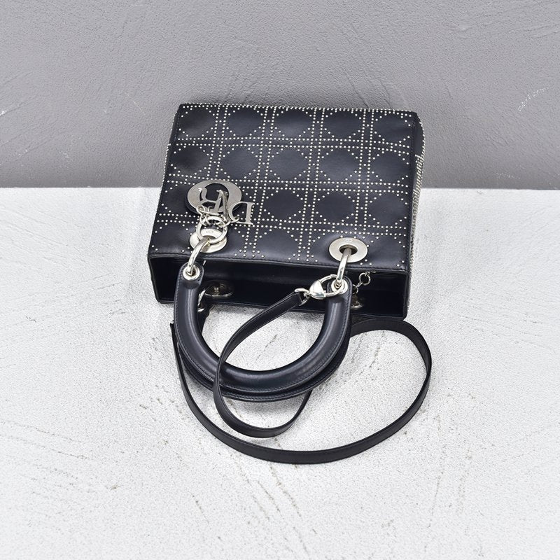 Lambskin Studded Cannage Medium Lady Dior