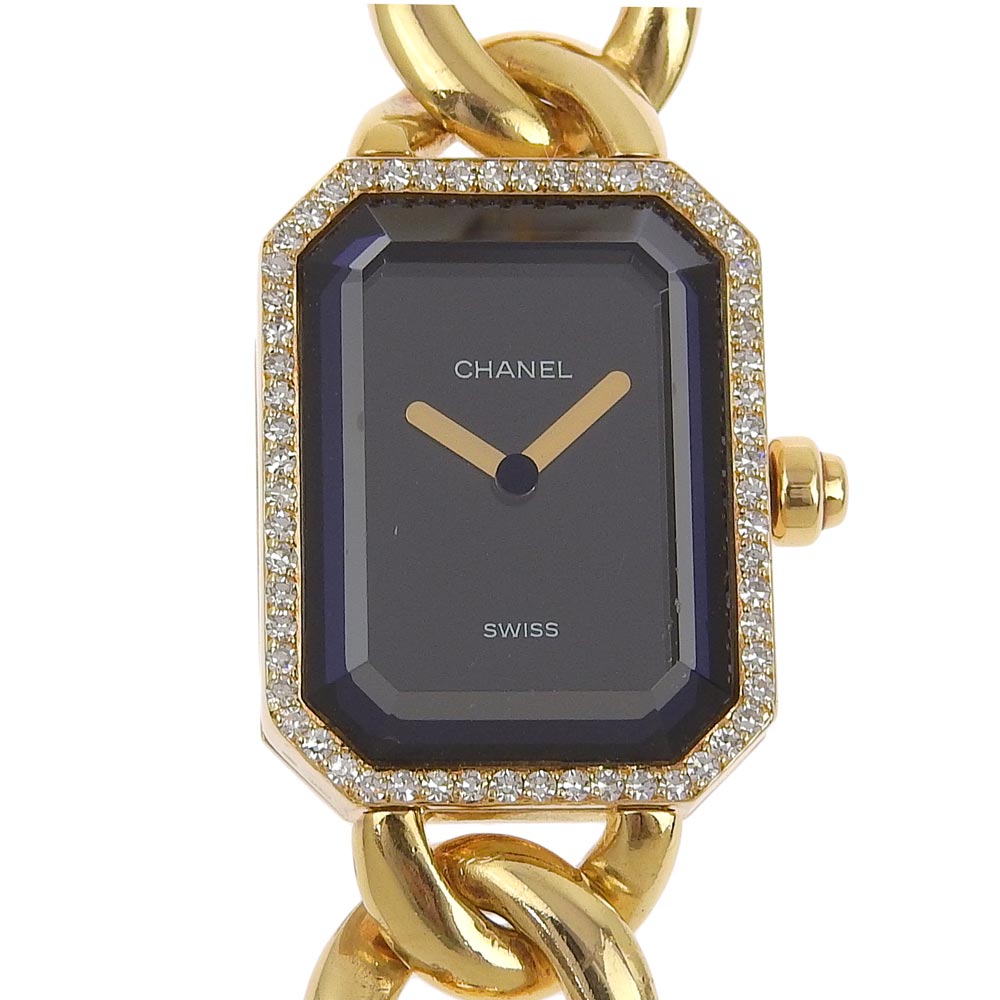 Chanel "Premiere XL" Analog Quartz Women's Wristwatch with K18 Yellow Gold and Diamond Bezel  Ｈ0113