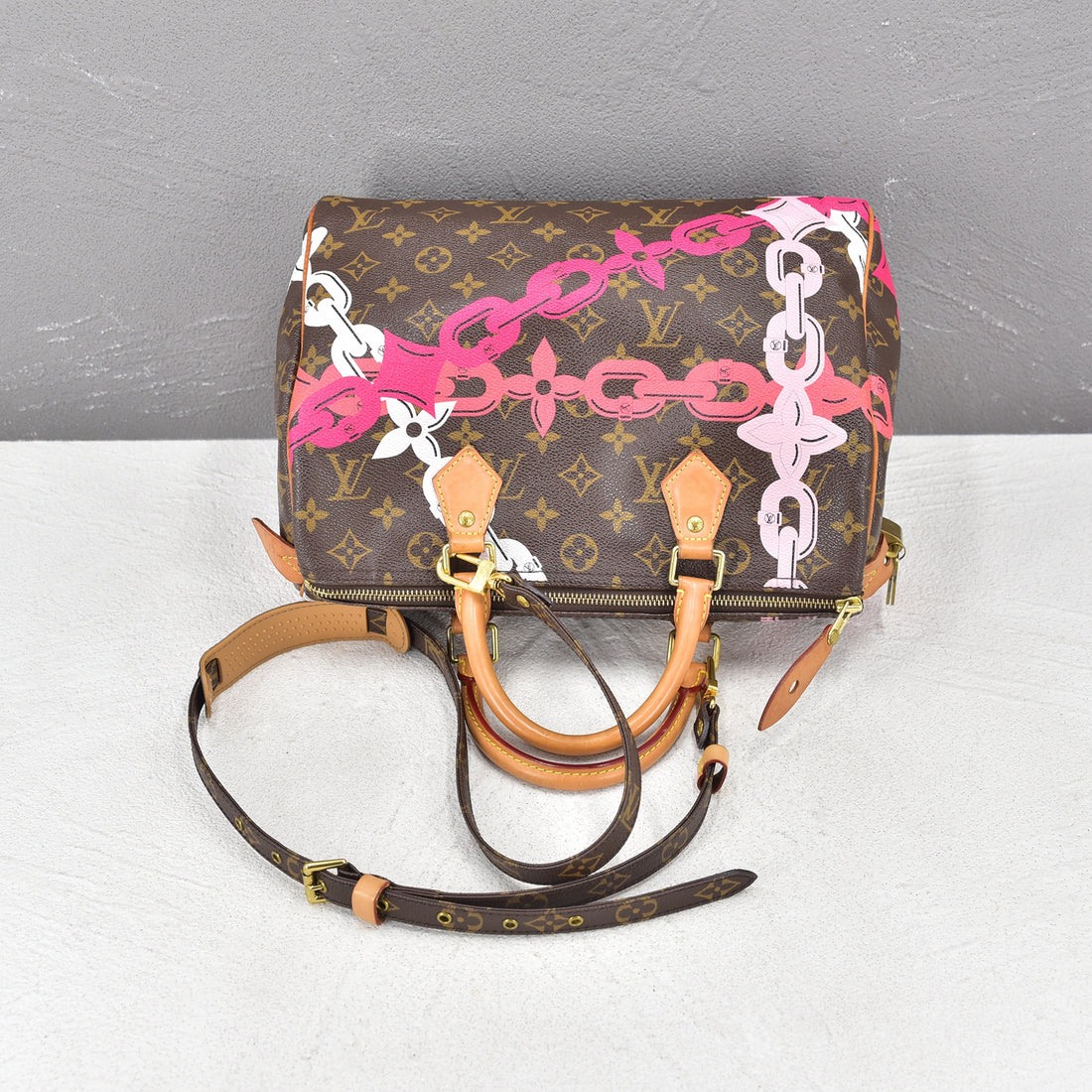 Limited Edition Monogram Chain Flower Speedy 30