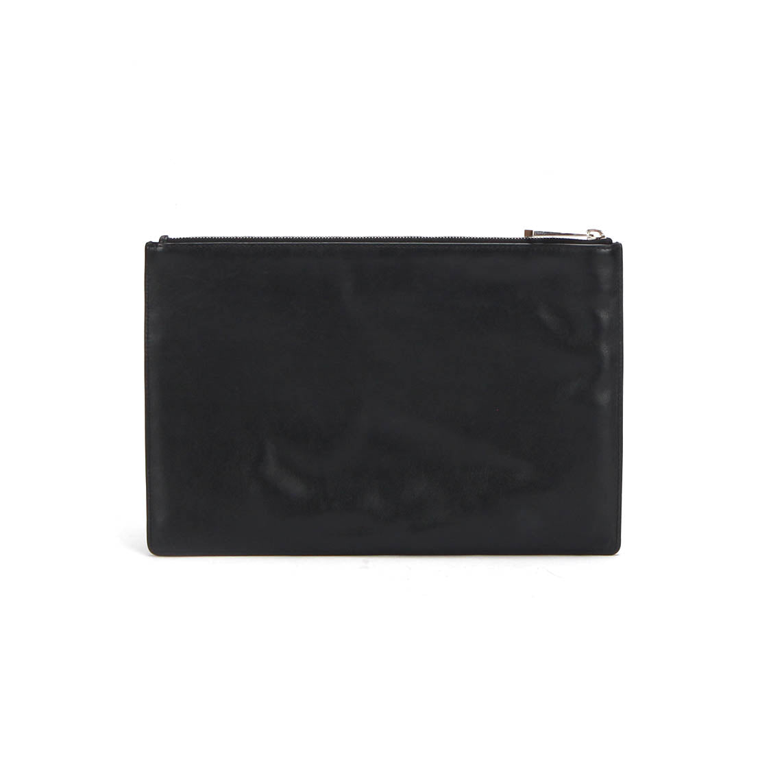 Logo Print Leather Clutch Bag