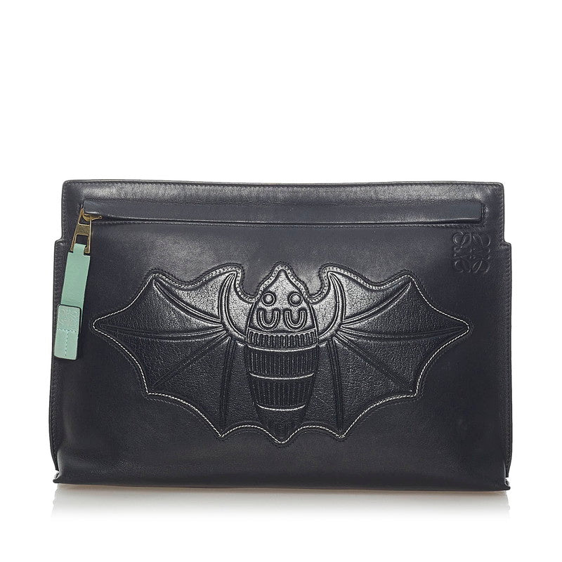 Bat Patch Leather Clutch Bag