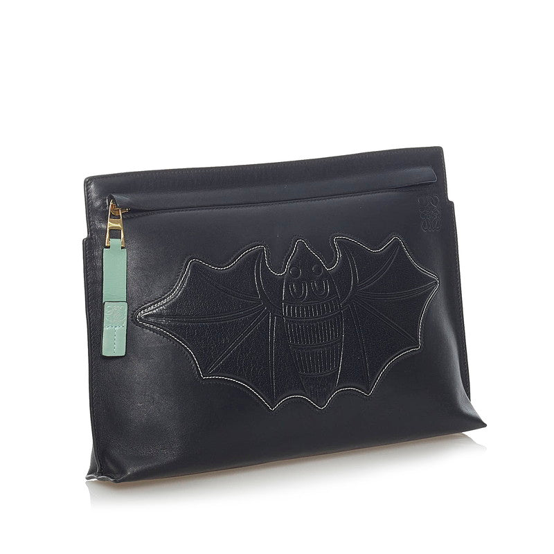 Bat Patch Leather Clutch Bag